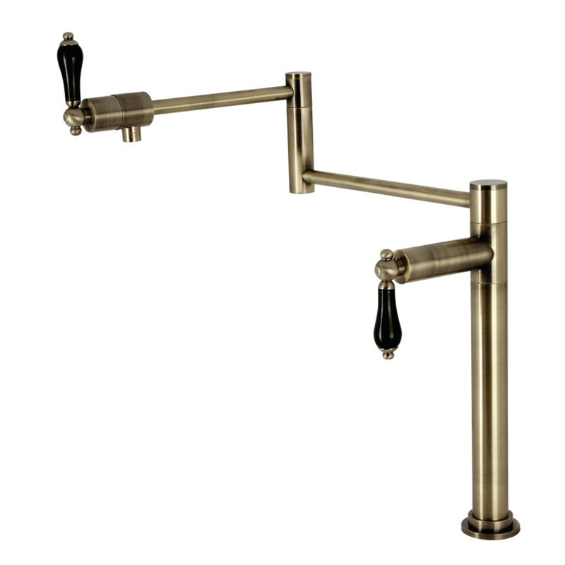 Kingston Brass Metropolitan Two-Handle 1-Hole Deck Mount Pot Filler Faucet, Antique Brass/Black