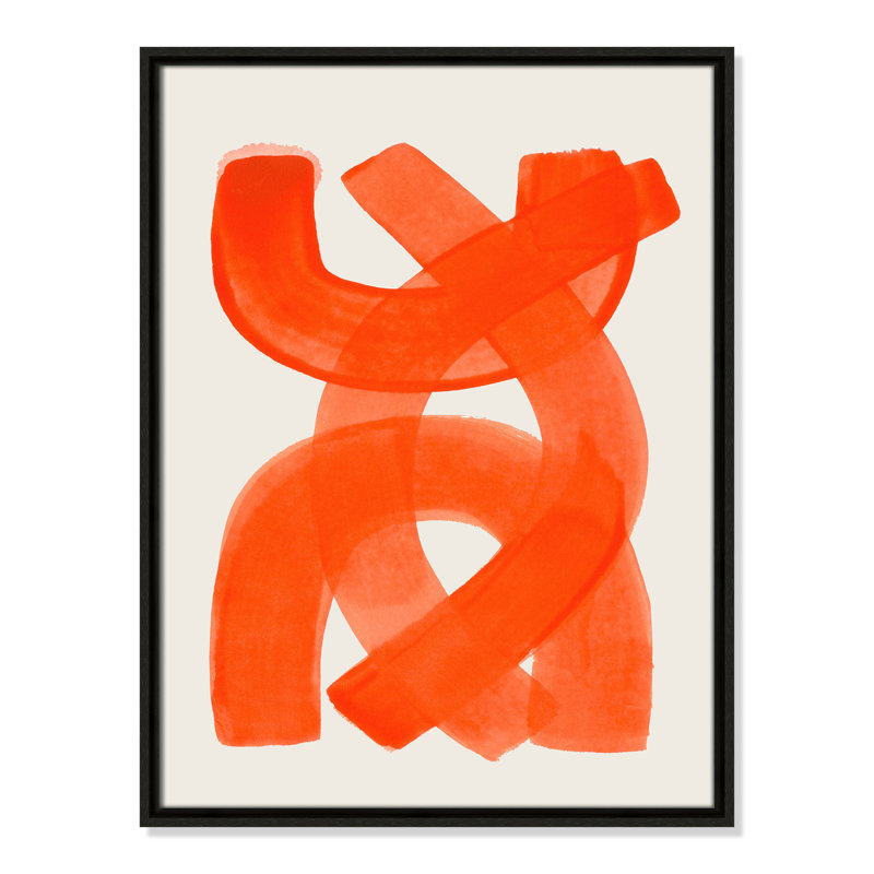 «Orange Strokes Print» par Haniff, Toile avec cadre, L 19,5 po x H 25,5 po, Flottant espresso