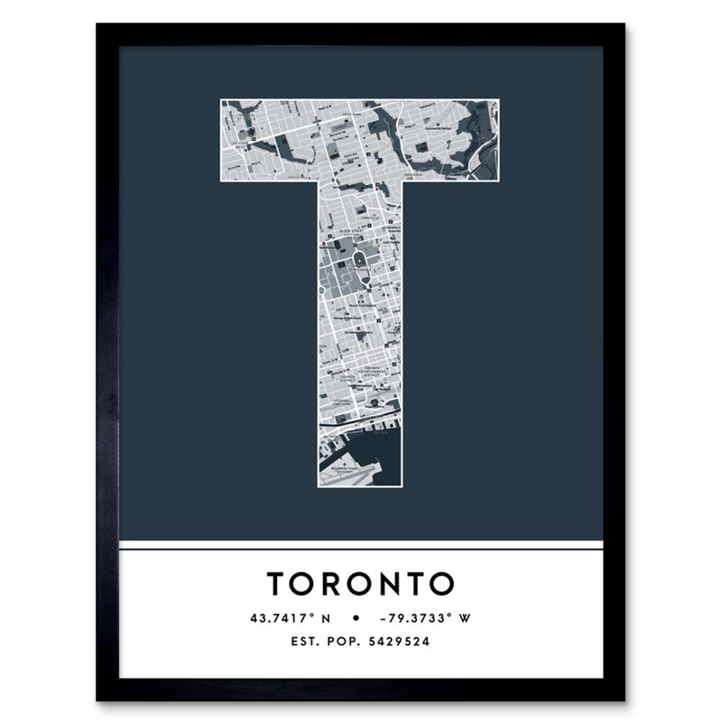 Toronto City Map Toronto Navy 1 Piece Single Picture Frame Wall Art