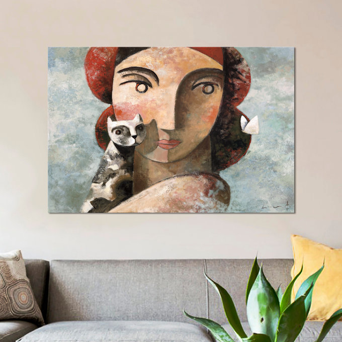 La visite par Didier Lourenco, reproduction sur toile tendue, H 18 po x l 26 po x P 1,5 po, Toile tendue, Pas de tapis