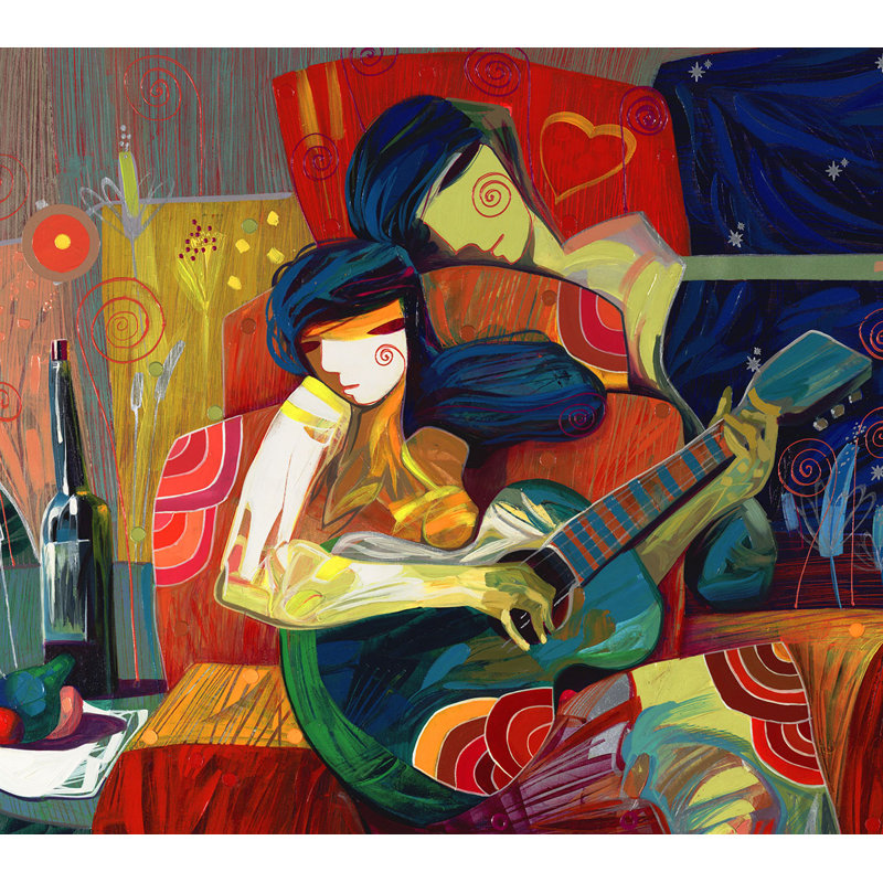 Chanteuse, peinture sur toile par Tadeo Zavaleta, encadrée de 32 x 32
