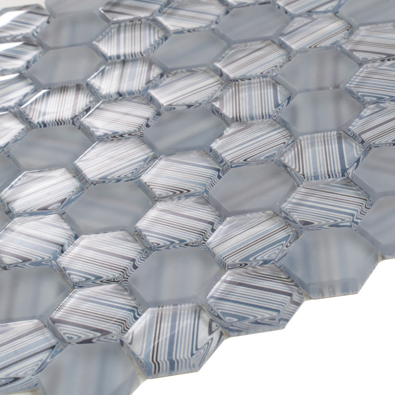 1.2" x 1.2" Glass Honeycomb Mosaic Wall & Floor Tile, Blue