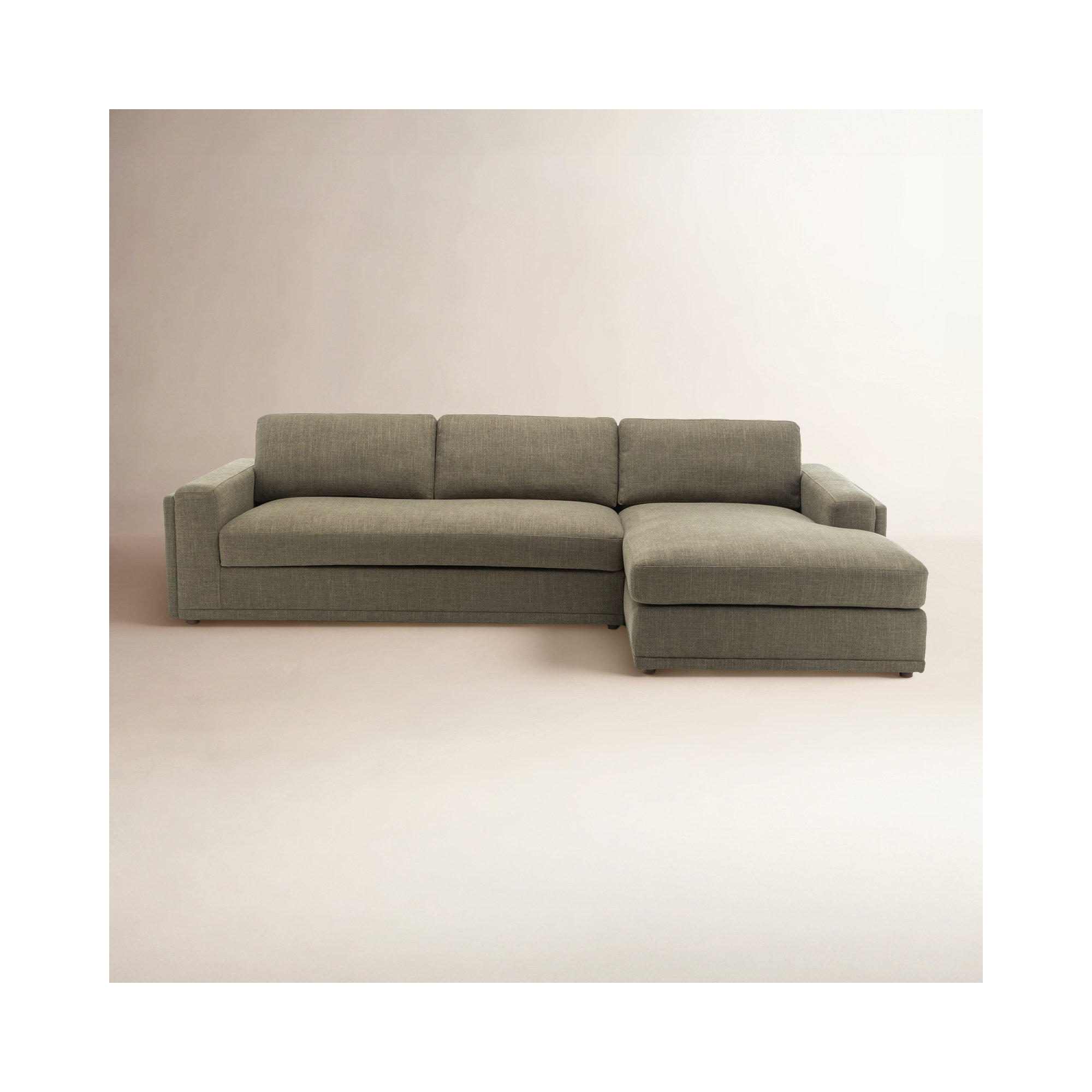 Essex 2-Piece 118" Upholstered Sectional, Green Cotton Blend, Right Hand Facing