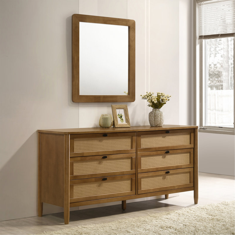 Commode 6 tiroirs avec miroir Vichy