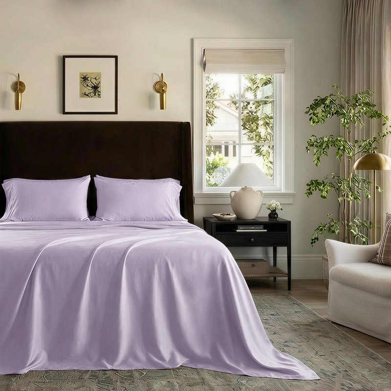 Threadmill 1200 Thread Count 100% Supima Cotton Sheet Set in Sateen Weave, Lilac, King Sheet Set with 2 Pillowcases