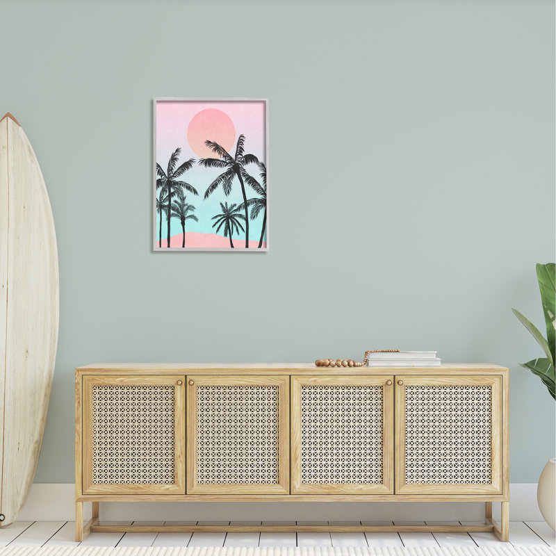 «Tropical Sunrise Sunset Beach Palm Trees Silhouette Collage» par Nina Blue - impression, H 30 po x l 24 po x P 1,5 po