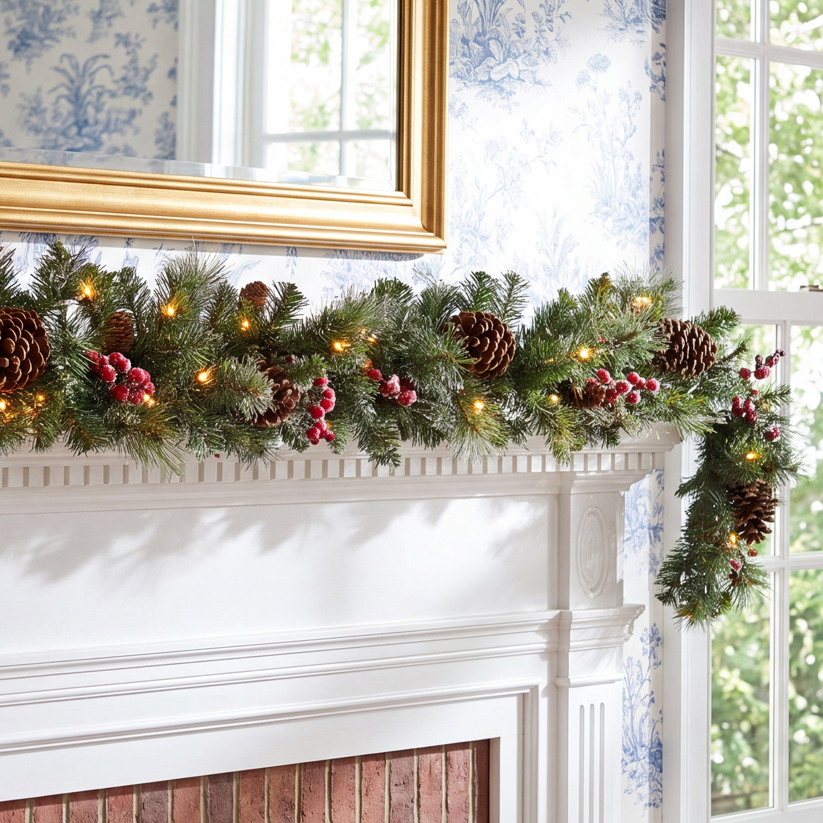 Librada 108" Frosted Pre-Lit Christmas Garland