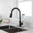 Touch Kitchen Faucet With 360 - Degree Pull Down , Stainless Steel In Matte Black, Single Handle Water Temperature And Flow Control, Corrosion , 16.73 Depth, 10.31 Width, 2.52 Height, 4.73 Lb Weight