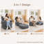 Pouf UUKRAVE pour adultes, canapé-lit 2 en 1 pliable et détachable avec repose-pieds, canapé surdimensionné en velours côtelé, fauteuil de lecture doux et confortable pour salon, chambre et salle de jeux-1031653736-1031653739-1039138851