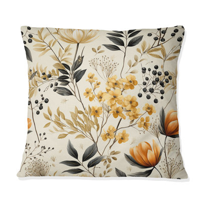 Botanical Flowers Rustic Charm - Floral Polyester Throw Pillow