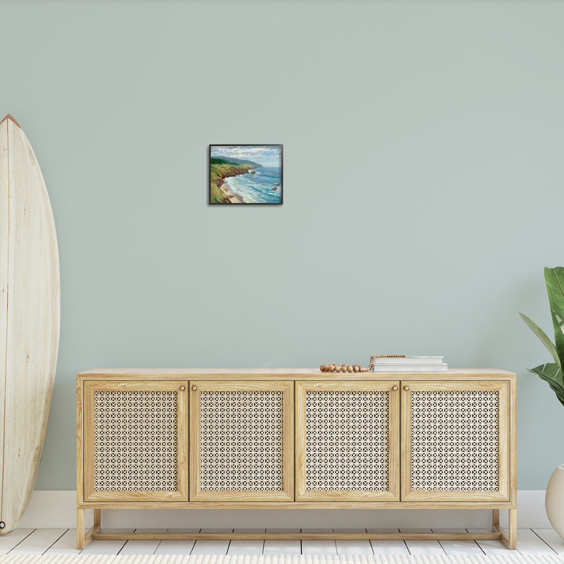 Surplombant des falaises de plage, estampe numérique encadrée par Scott Brems, Giclée encadrée noir minuit, H 11 po x l 14 po