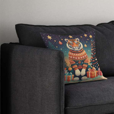 Coussin décoratif de Noël Tiger