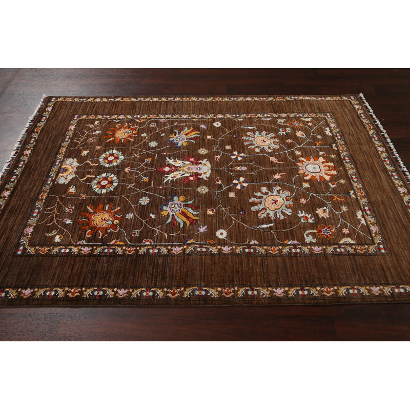 Tapis à teinture végétale Ziegler noué à la main 5 x 7
