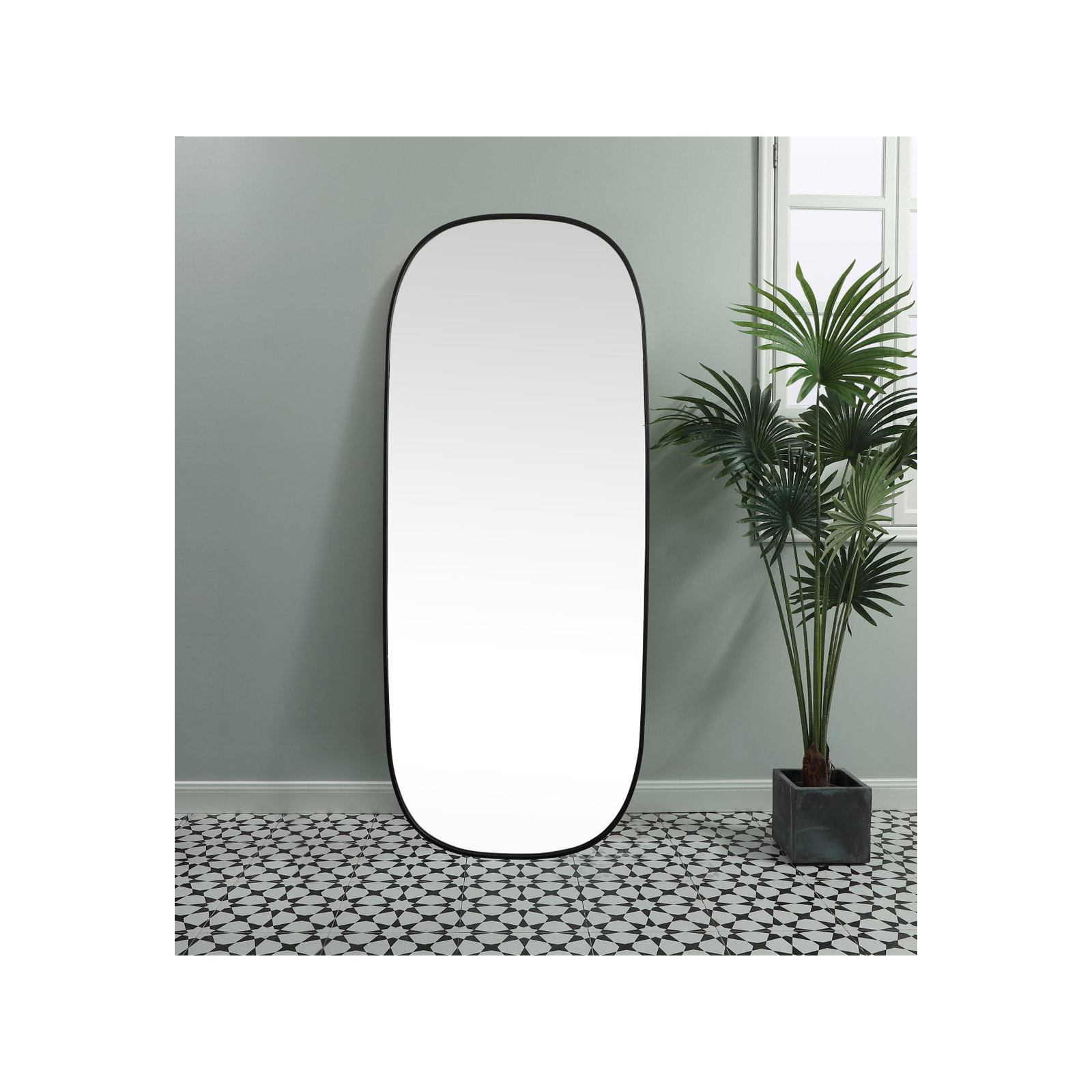 Bertin Metal Oval Wall Mirror, Black, 60" x 36"