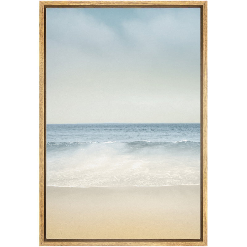«Coastal Beach» IDÉE4WALL, reproduction d'art sur toile encadrée délavée, plage rétro, nature, illustrations, art moderne, paysage rustique, cool pour le salon