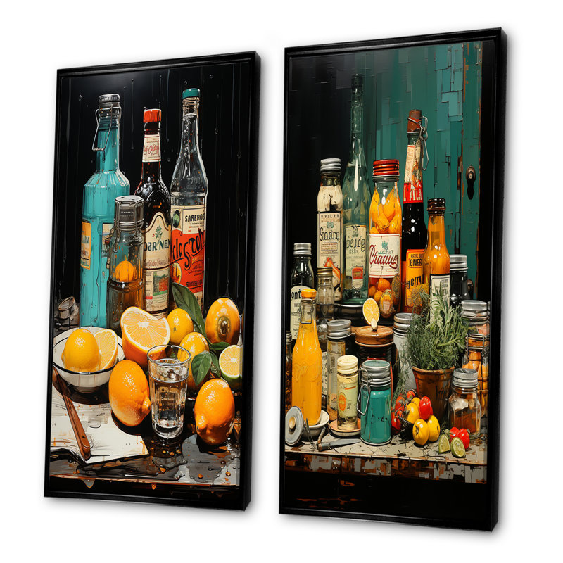Cocktail et condiments Urban Zest - ensemble de salon mural 2 pièces Condiments, H 28 po x l 25 po, Cadre noir