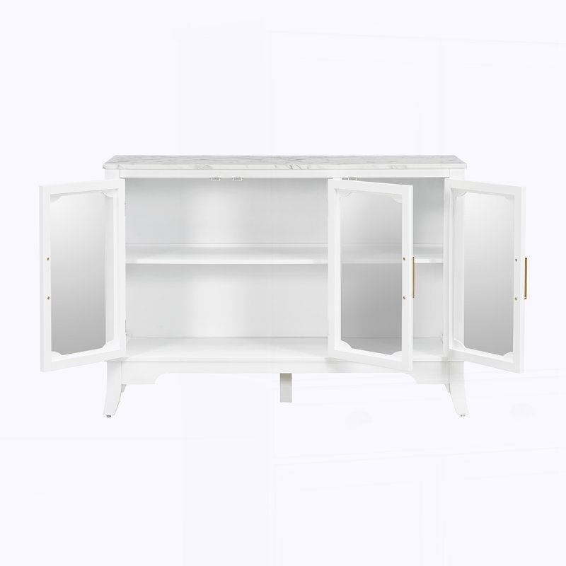 Buffet de rangement moderne 3 portes 3 portes, Blanc