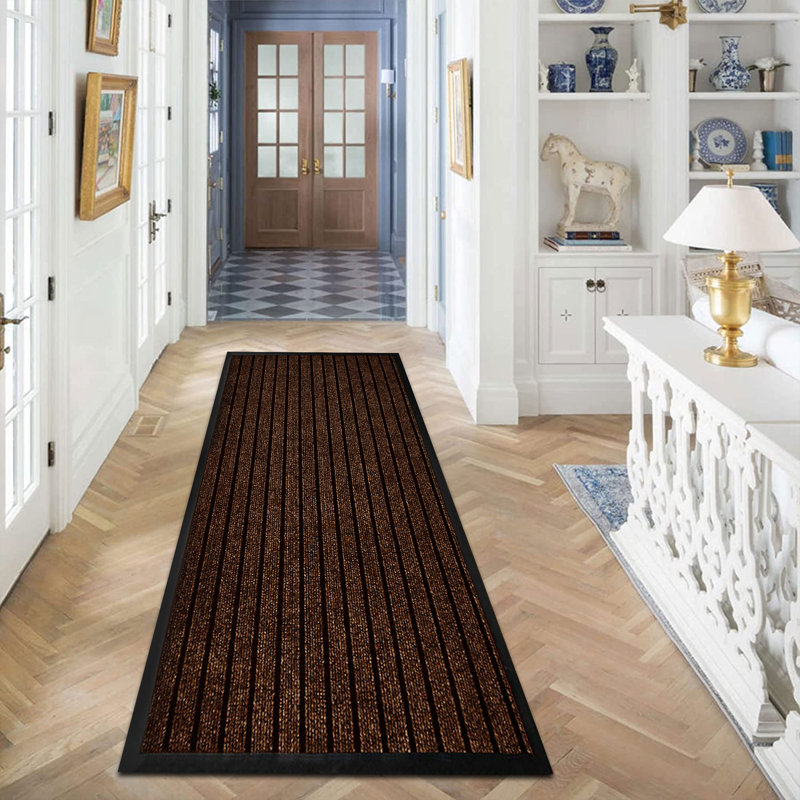 Kohner Non-Slip Indoor/Outdoor Hallway Kitchen Bedroom Rubber Door Mat, Rectangle 80 x 150 cm, Brown