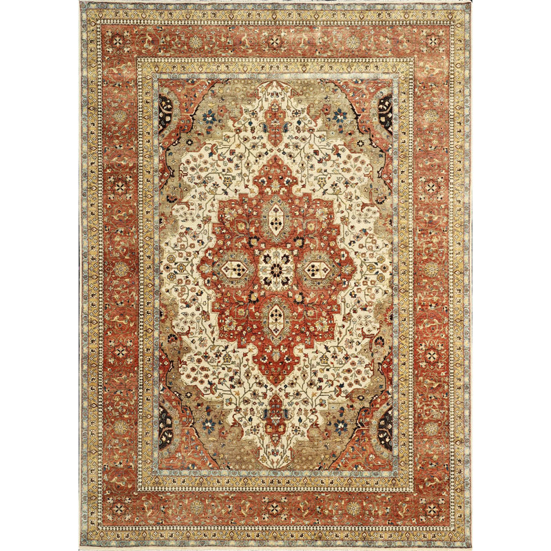 Hand Knotted Wool Oriental Area Rug, Rectangle 9' x 12'