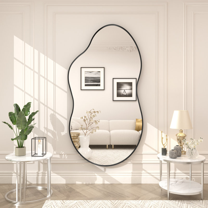Miroir mural Amara, 60 po x 32 po, Noir mat