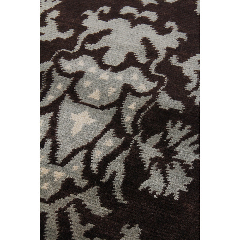 Metro hand-knotted New Zealand Wool Brown/Light Blue Area Rug, 9'X12'