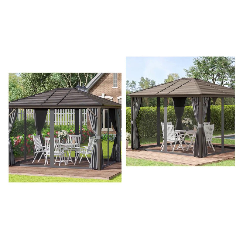 Dark Gray 10' x 12' Aluminum Frame Hardtop Gazebo