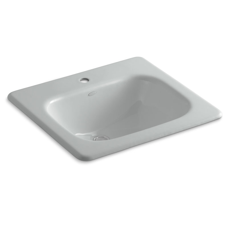 Tahoe Metal Rectangular Drop-In Bathroom Sink with Overflow, Ice Gray, Single