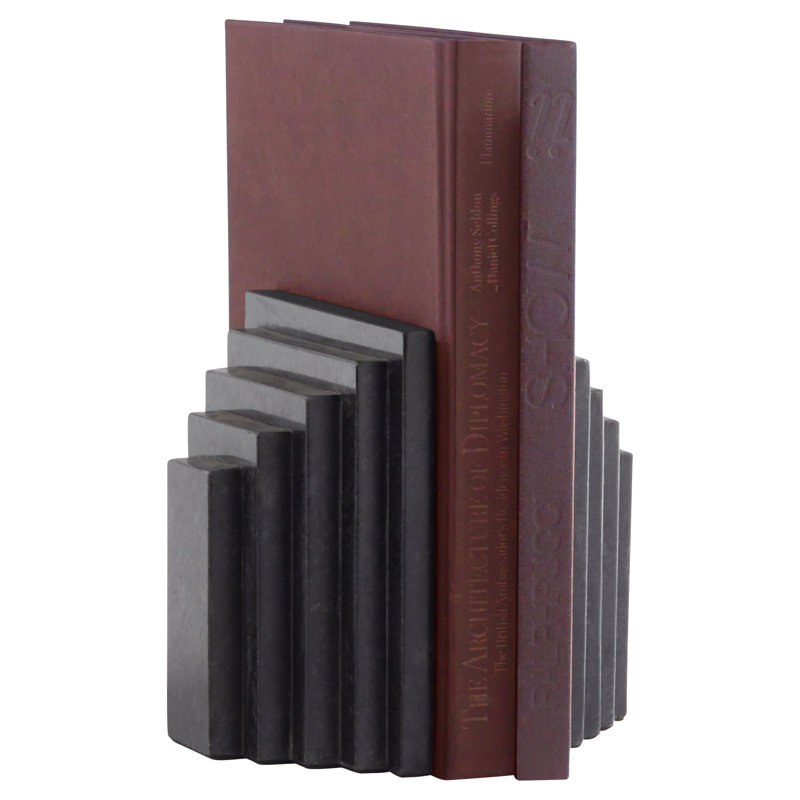 Epilogue Marble Non-skid Bookends, Black
