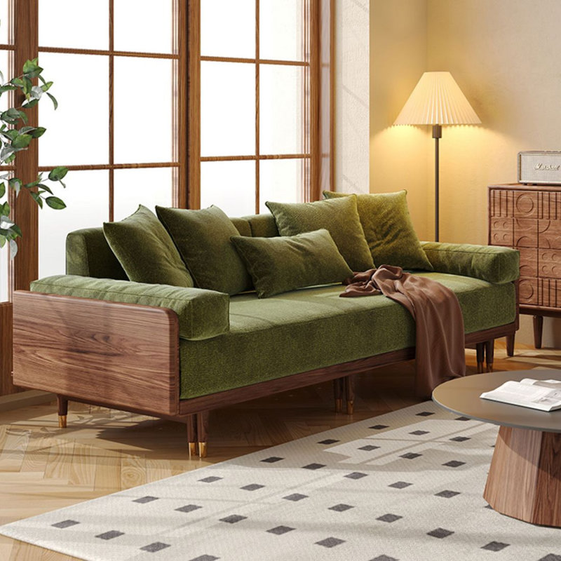Causeuse-lit en chenille verte, 93.31"W*33.46"D*31.5"H
