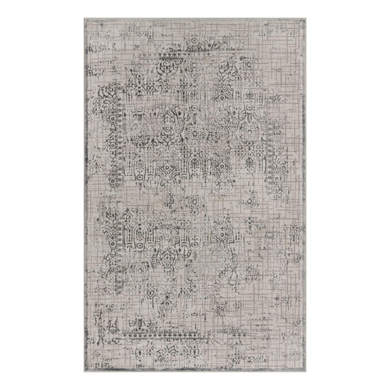 Tapis gris à motif abstrait Alissa, Rectangle 5 pi 1 po x 8 pi