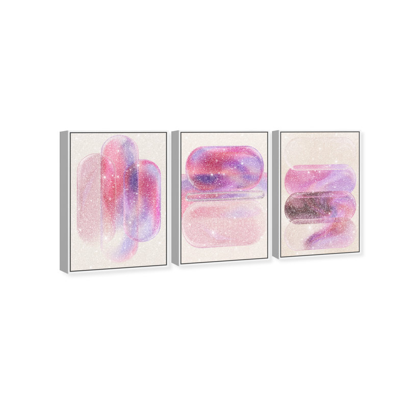 Rose Topaz Set Set by Oliver Gal, 55"H x 37"W, White Floater Frame