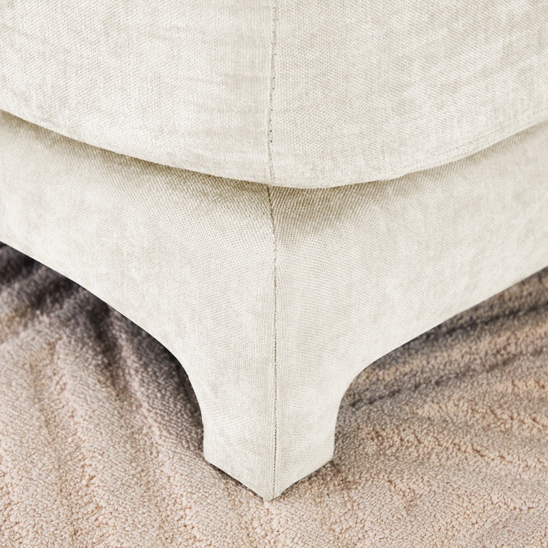 Chen Chenille à quatre places beige, ergonomique avec coussin lombaire, base en bois, éponge à haute résilience, capitonnage exquis des accoudoirs, sièges confortables, convient à divers espaces hôteliers