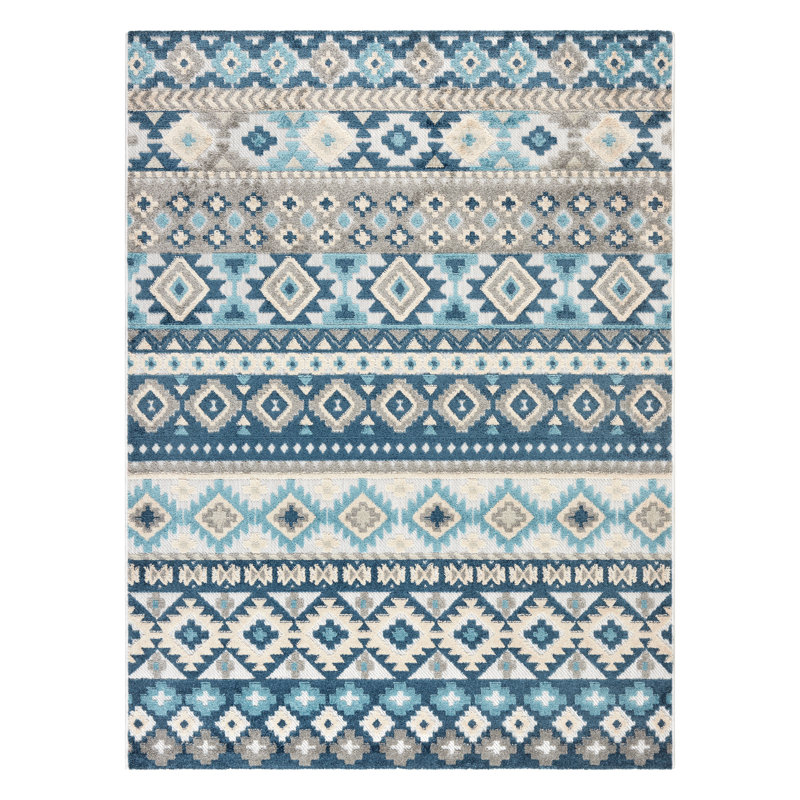 Tapis d'extérieur à rayures sud-ouest Taht, Rectangle 5 pi 2 po x 7 pi 2 po