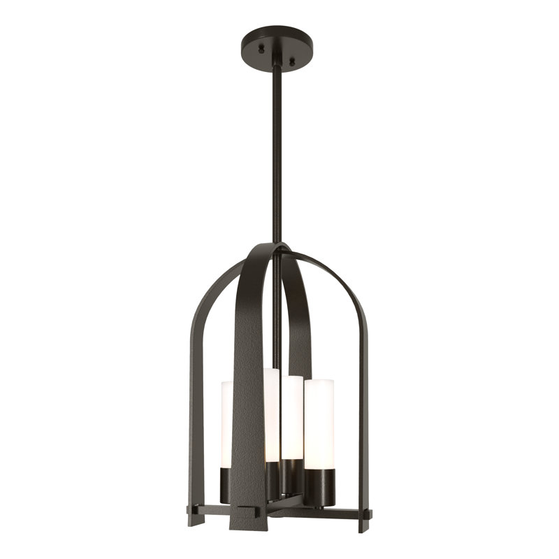 Lanterne suspendue d'extérieur 4 lumières Triomphe, Bronze huilé bord de mer, Opale