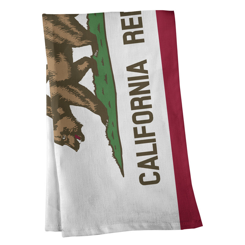 Serviette de thé avec drapeau california, Sergé de coton