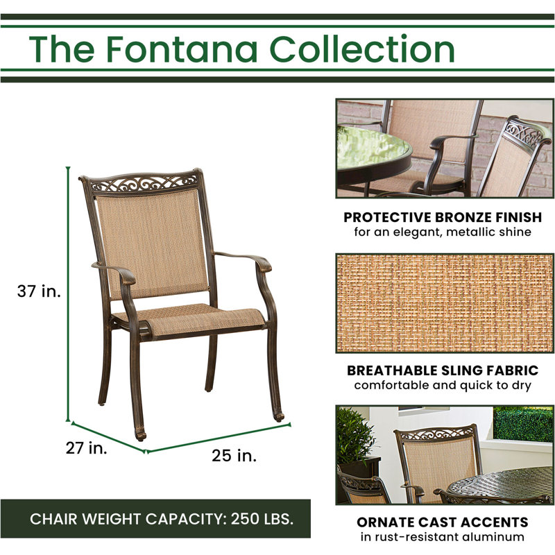 Bronze and Tan 6-Person Oval Outdoor Dining Set with Aluminum Frame