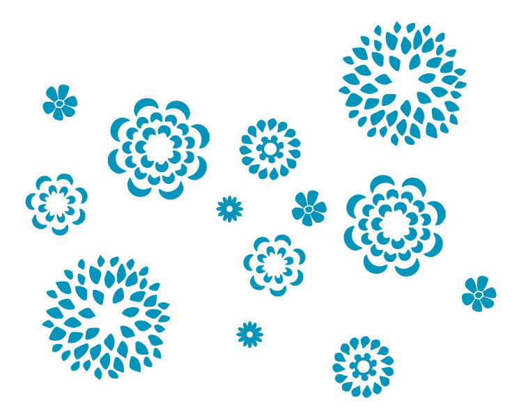 Adhésif décoratif motif floral, H 19 po x l 24 po x P 0,01 po, Bleu sarcelle