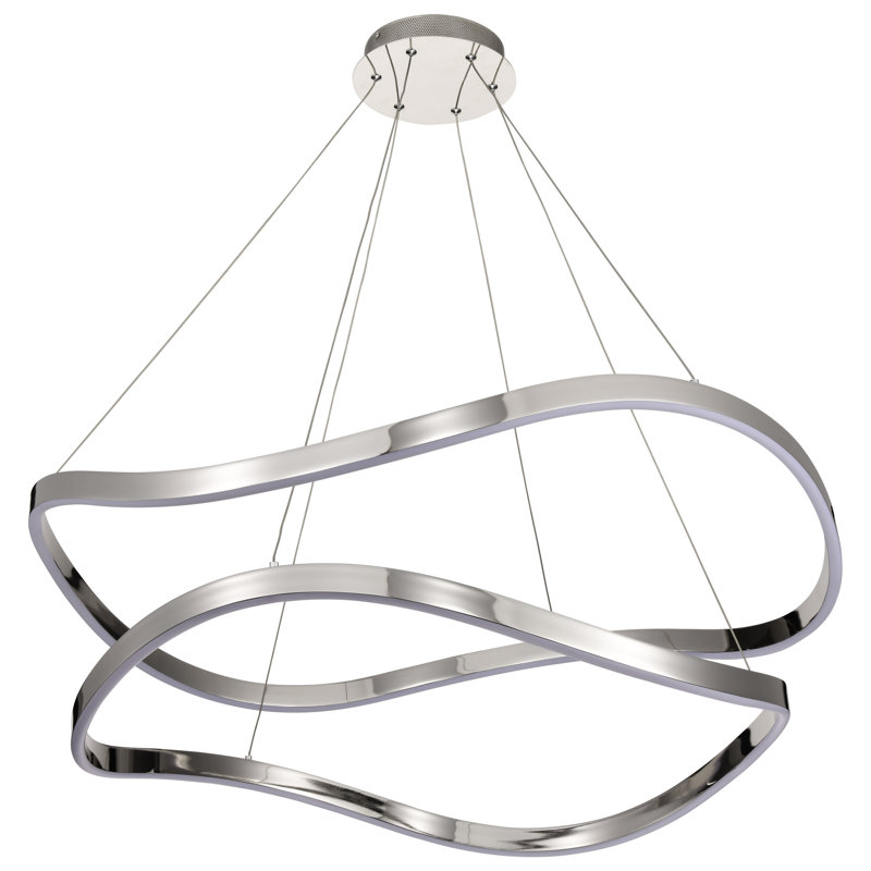 Luminaire suspendu à DEL Sylas, H 8,4 po x l 37,4 po x P 37,4 po, Nickel poli