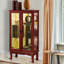 Vitrine de style classique en cerisier avec panneau miroir et tablettes de rangement réglables