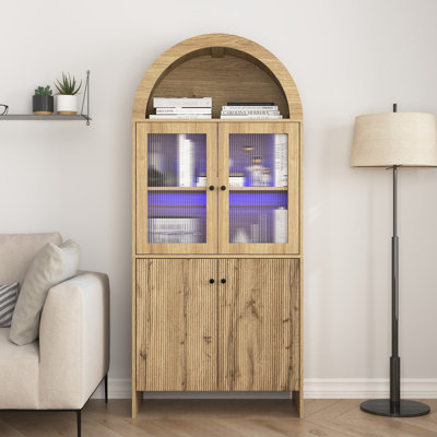 70"H Lighting China Cabinet, Mdf Dome Cabinet, Snack Storage With 4 Doors And 2 Adjustable Shelves by Ebern Designs