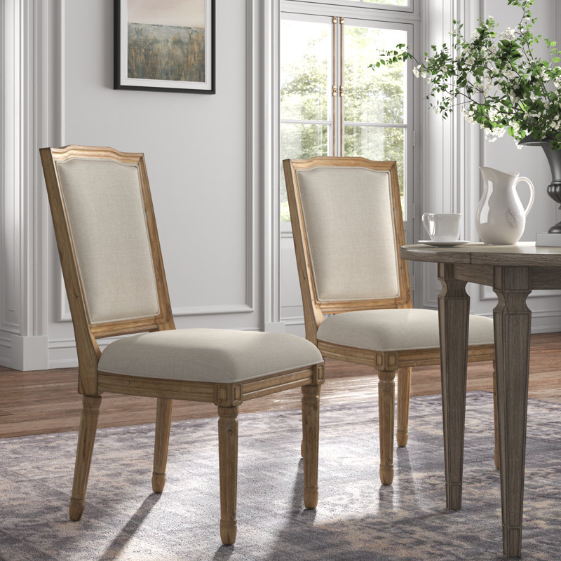 Hildemar 20.5'' H Linen Upholstered Side Chair, Beige, Natural