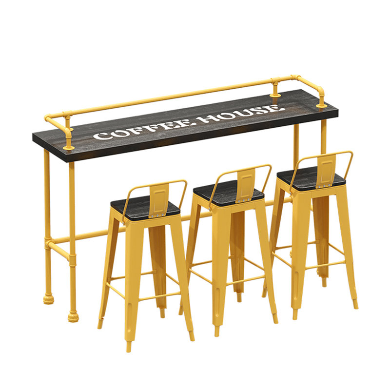 Ensemble de salle à manger rectangulaire L 70,9 po x l 17,8 po Karez, 4, Jaune, Jaune / noir