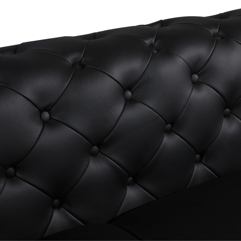 Canapé 100% cuir italien Top Grain, Noir