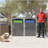 Garbage Bin Shed Stores 2 Trash Cans Metal Outdoor Bin Shed for Garbage Storage,54 cubic feet of space,Stainless Galvanized Steel, Bin Shed for Garden Yard Lawn,Grey-123834584