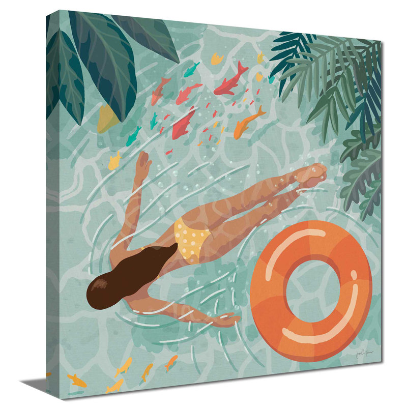 Beach Babes IV, peinture, L 18 po x H 18 po, Toile tendue