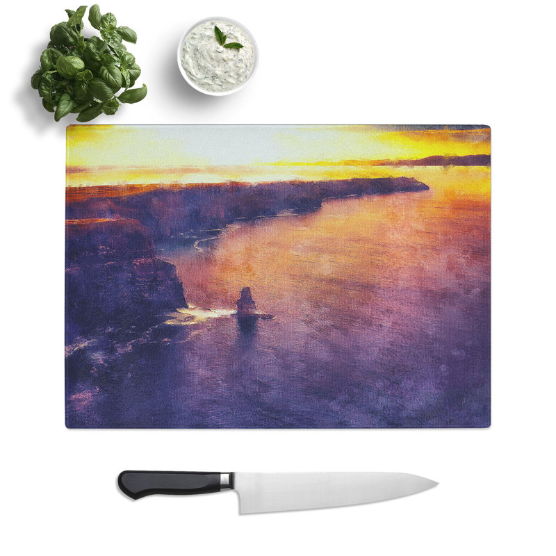 Tempered Glass Sunset Chopping Board, 20 cm x 28.5 cm