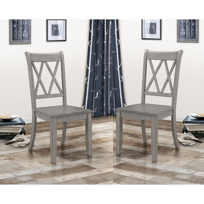 Ensemble de 2 chaises d'appoint de style décontracté à finition grise à dossier en X, Gris