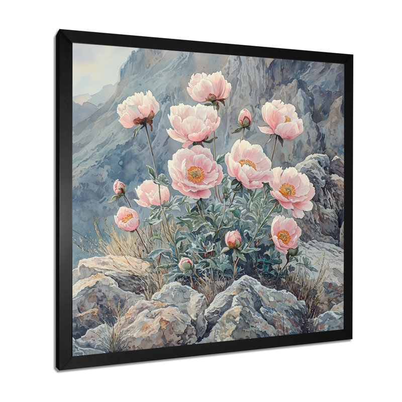 Grandes pivoines dans le Rocky Pass I - pivoines, art mural, Reproduction encadrée d'une seule photo, H 30 po x l 30 po, Noir