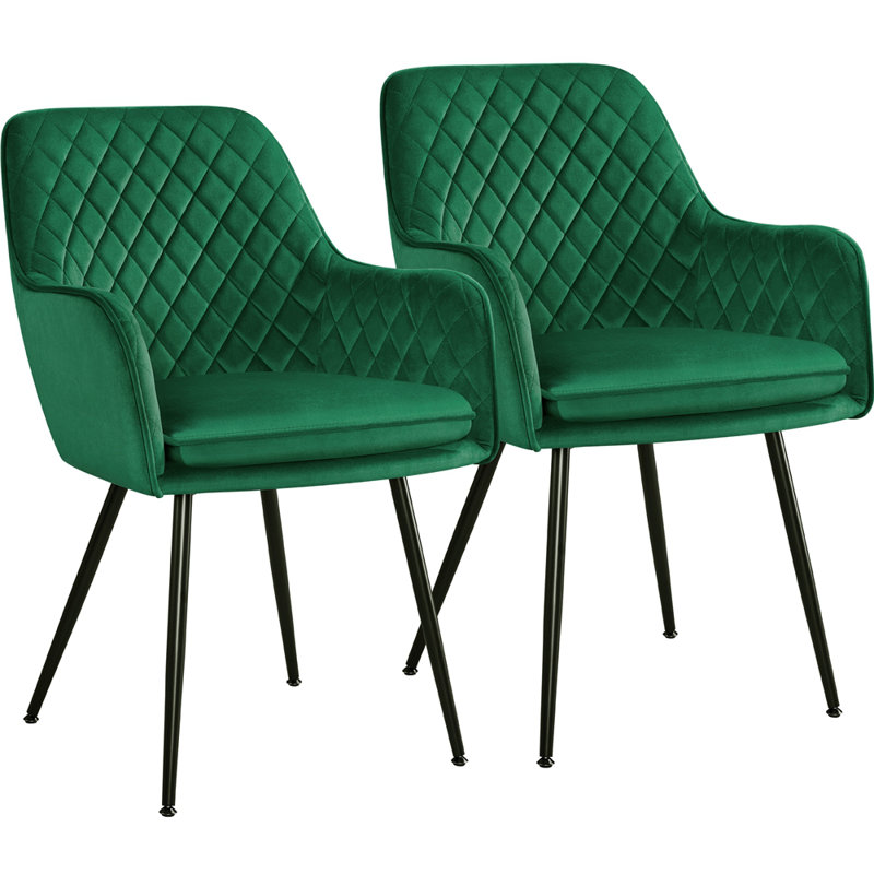 50cm H Tufted Velvet Upholstered Armchairs, Dinning chairs, Green