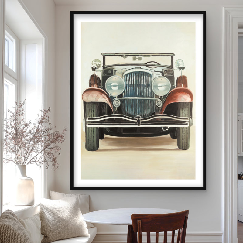 Vieille voiture de luxe des années 1920, reproduction encadrée avec passe-partout beige | Décoration intérieure, Noir